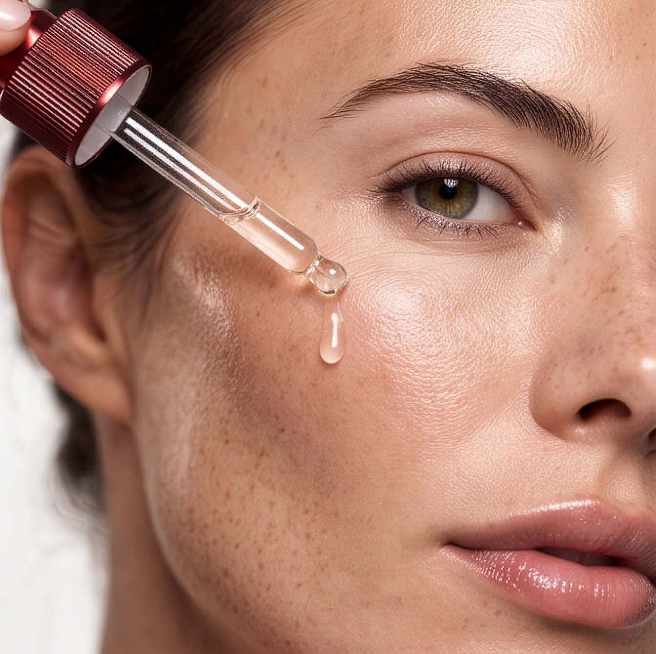 AA+ antiage radiance serum applied to skin