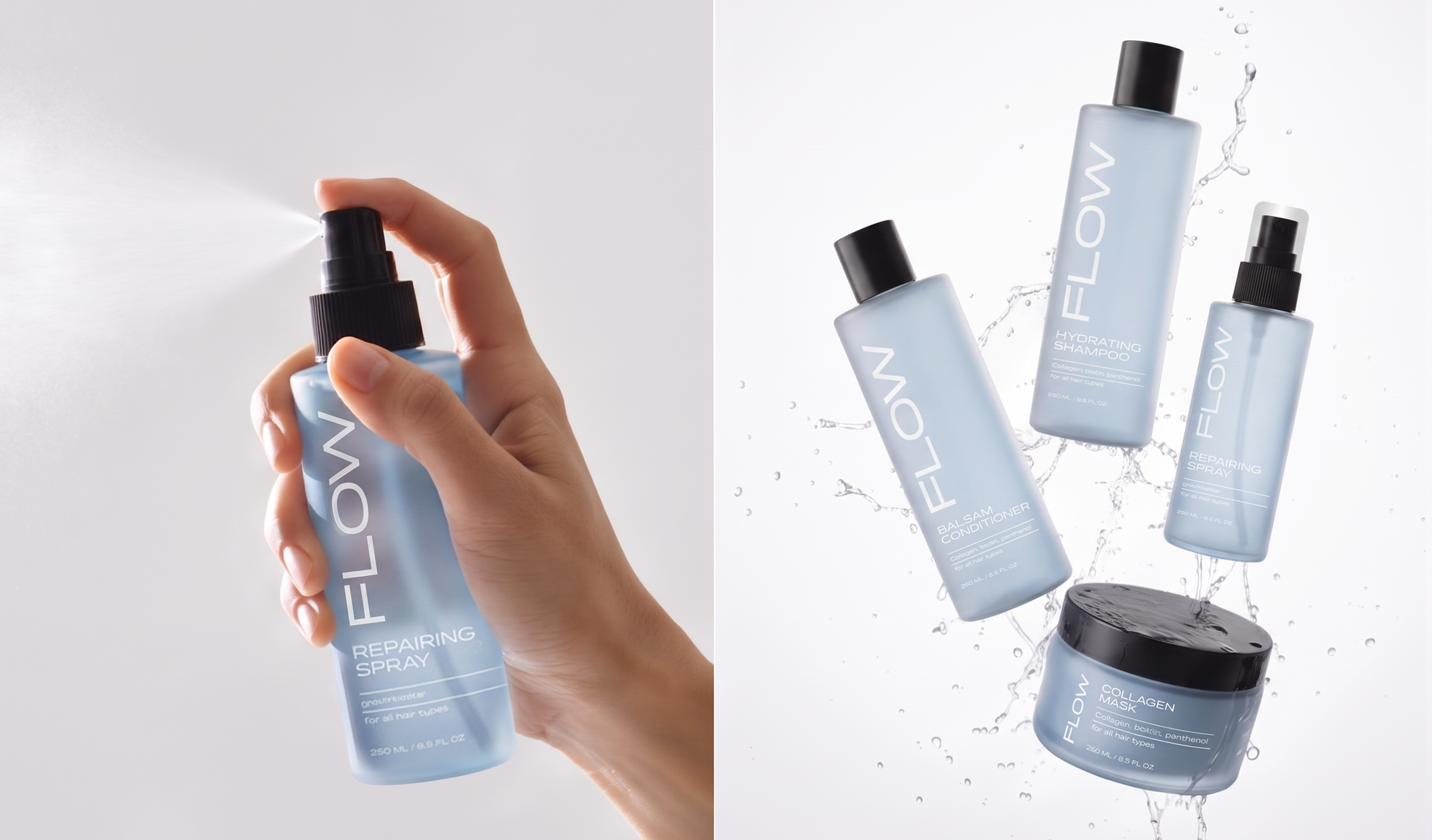 Flow hydrating hair-care packaging design
