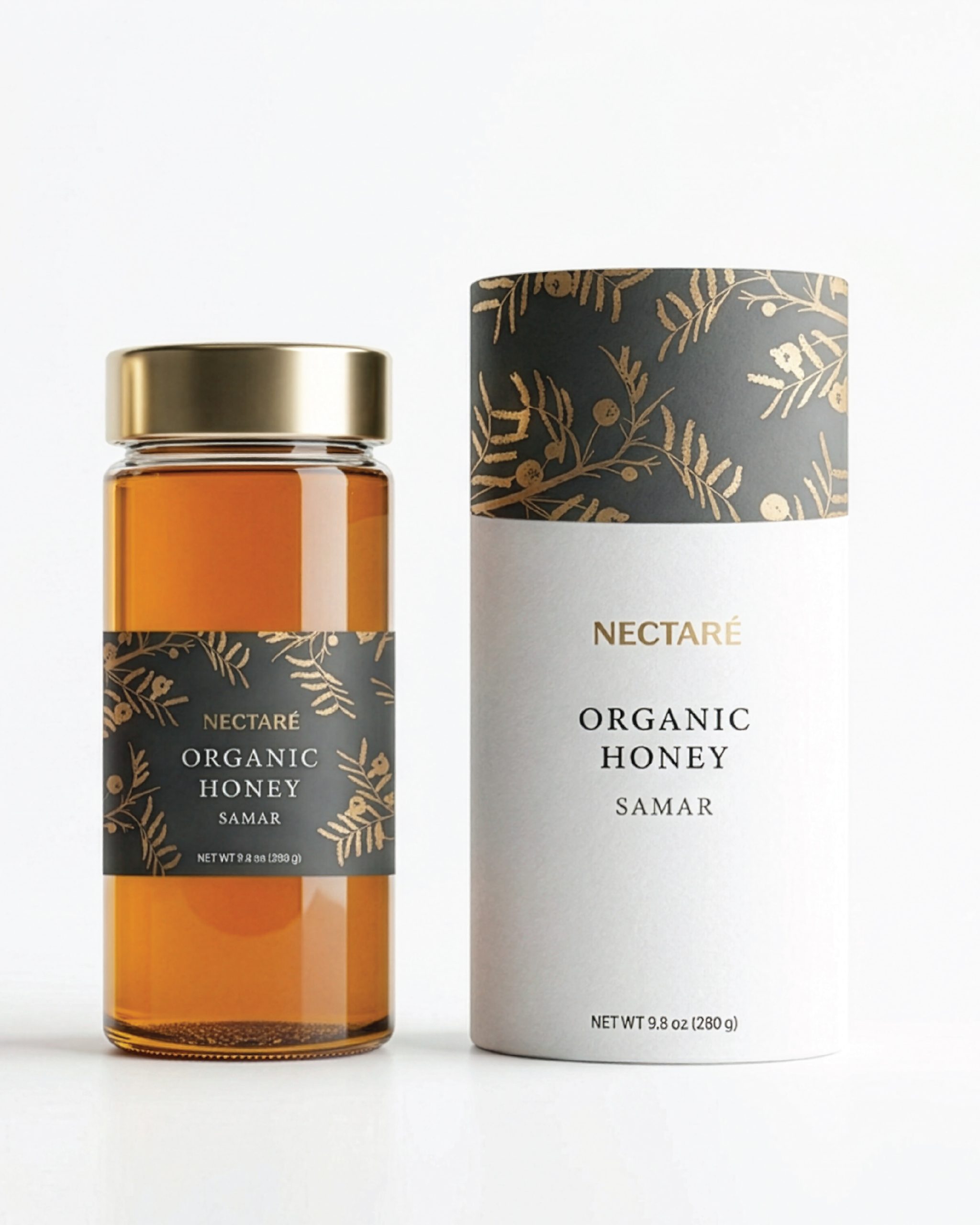 Nectare organic mountain honey packaging
