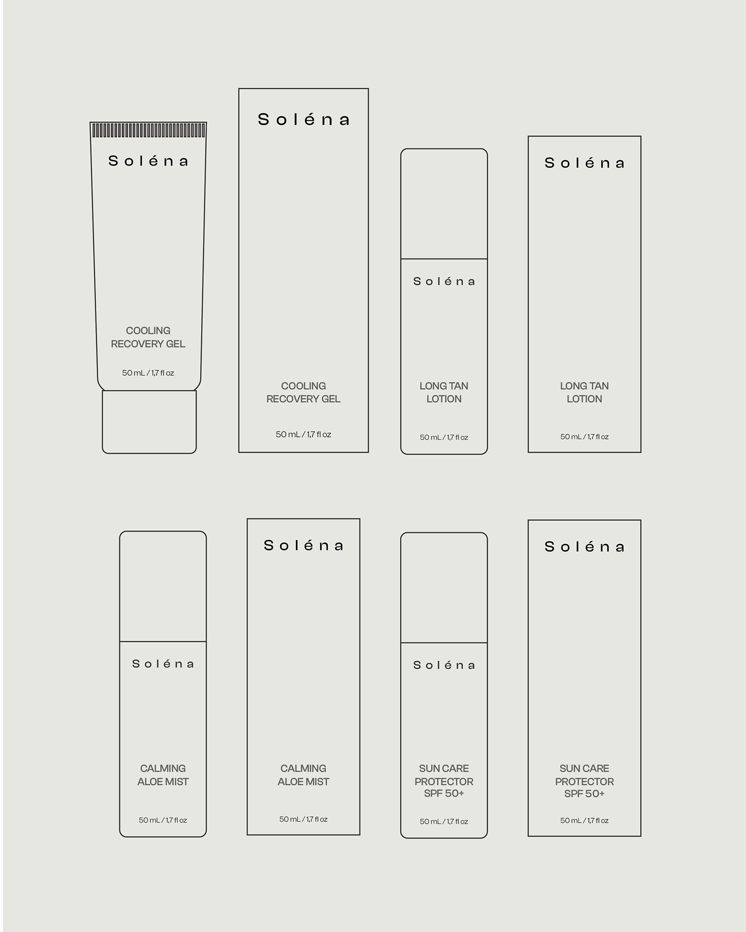 Solena sunscreen cosmetic packaging